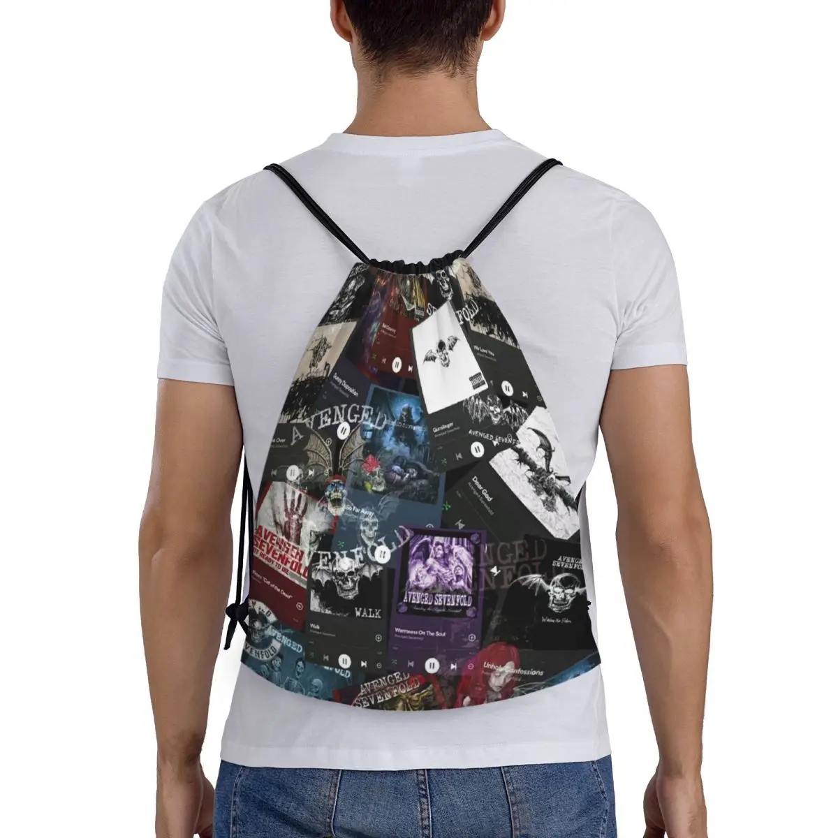 

Avenged Sevenfold Backpacks Multi-function Portable Drawstring Bundle Pocket Shoes Bag Book Bags For Travel School