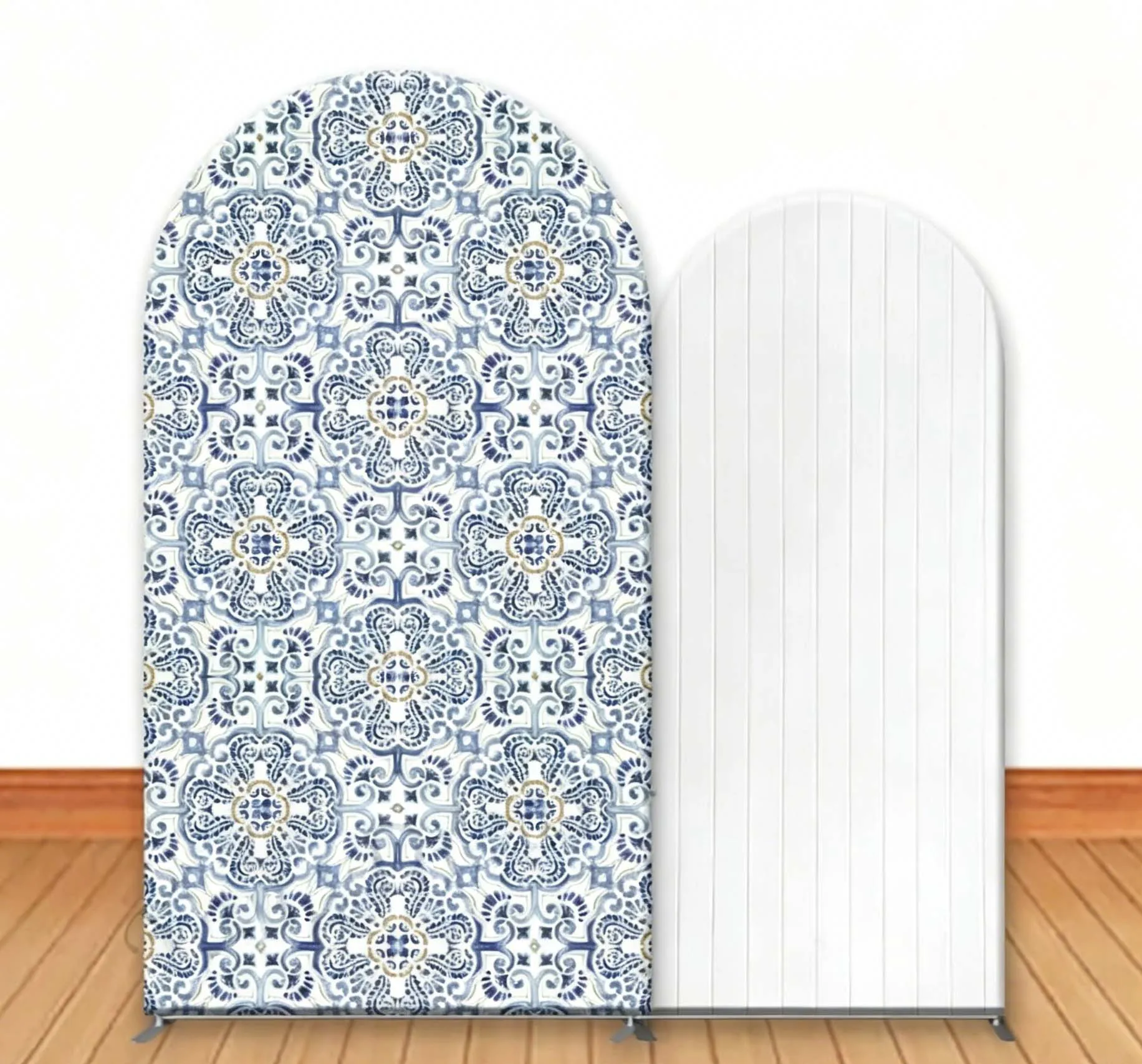 Custom 2-Side Lemon Bridal Shower Arch Backdrop Cover Mediterranean Tile Wedding Birthday Party Decor Backdrop Photo