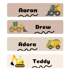80pcs Waterproof Personalized Name Labels for Kids Custom Stickers Tags for Water Bottles Backpack School Supplies Trucks Design