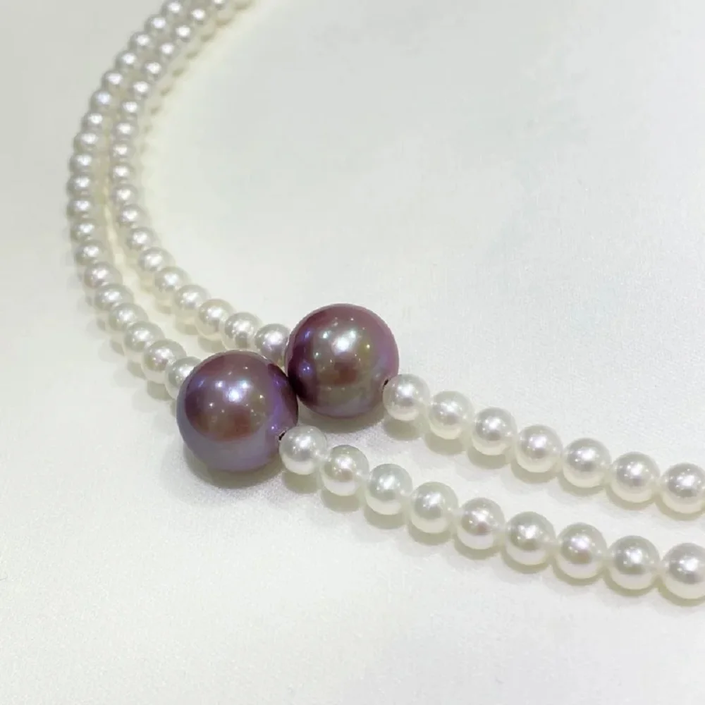 

1 ряд/новое ожерелье AAAA5-6 мм, натуральный белый жемчуг, 10-11 м, фиолетовое жемчужное ожерелье, цепочка 16-22 дюйма-925s