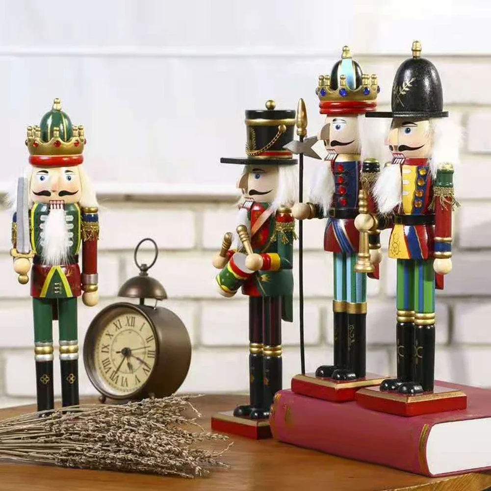 30CM Nutcracker Decorations Christmas Nutcracker Decor Hand-painted Wooden Long-lasting Use Meticulously Decorated