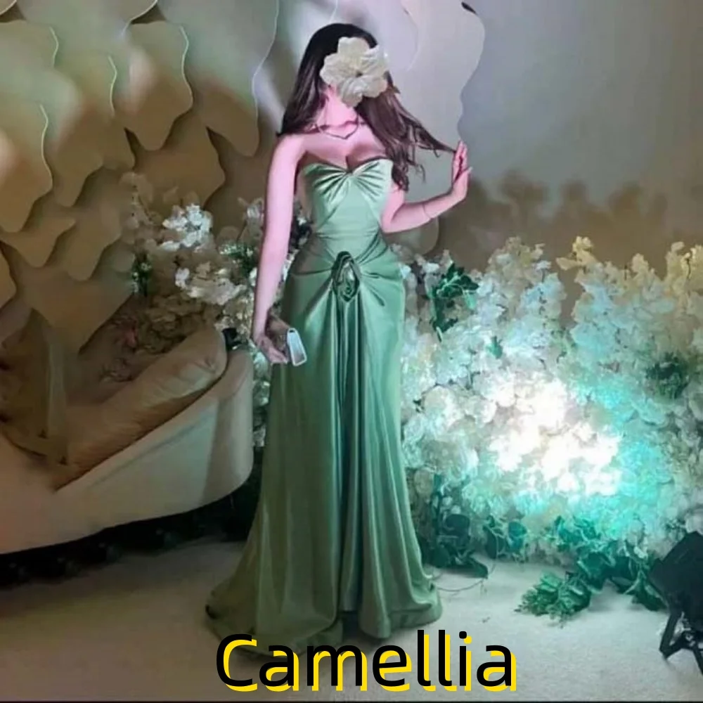 맞춤 제작된 정교한 인어공주 스타일 이브닝 드레스, 매력적인 스위트하트 프롬 드레스, 민소매 러플 파티 가운, 고급스러운 이브닝 드레스 2025