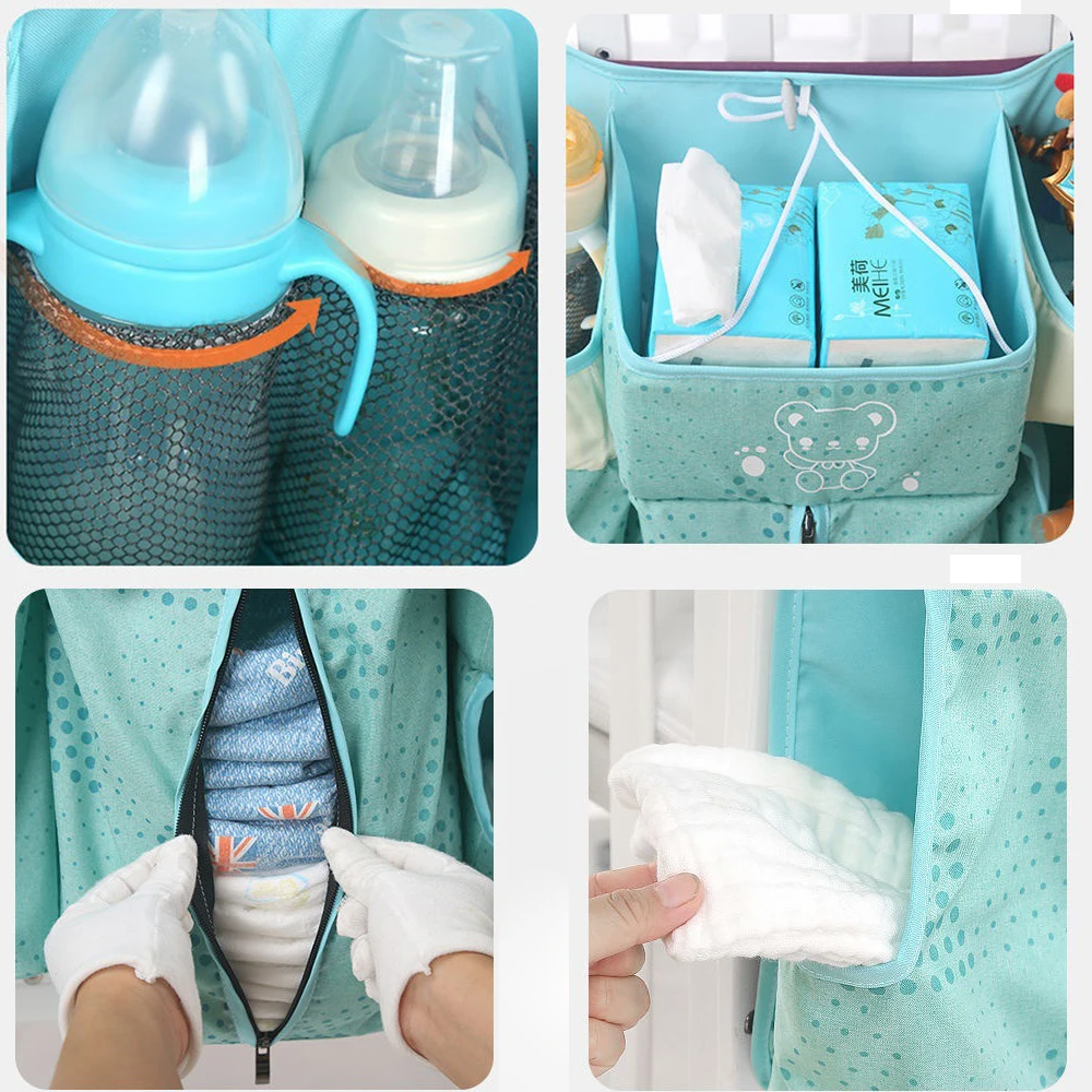 Portable Baby Crib Hanging Storage Bag Baby Cot Bed Crib Organizer Toy Diaper Pocket for Newborn Crib Bedding Set Baby Stuff Sac