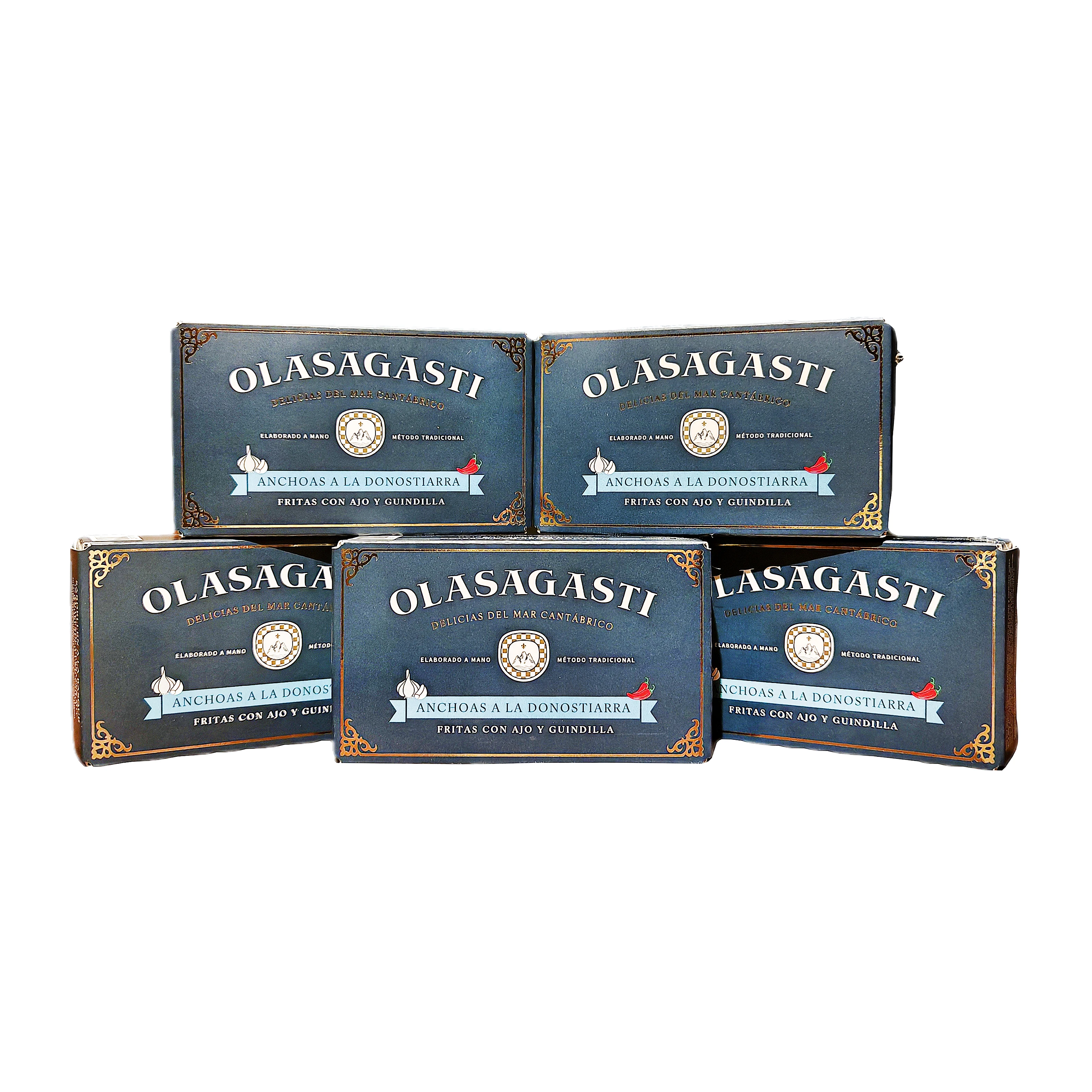 Anchoas a la donostiarra fritas con ajo y guindilla de Conservas Olasagasti S.L. (Pack de 5 unidades)