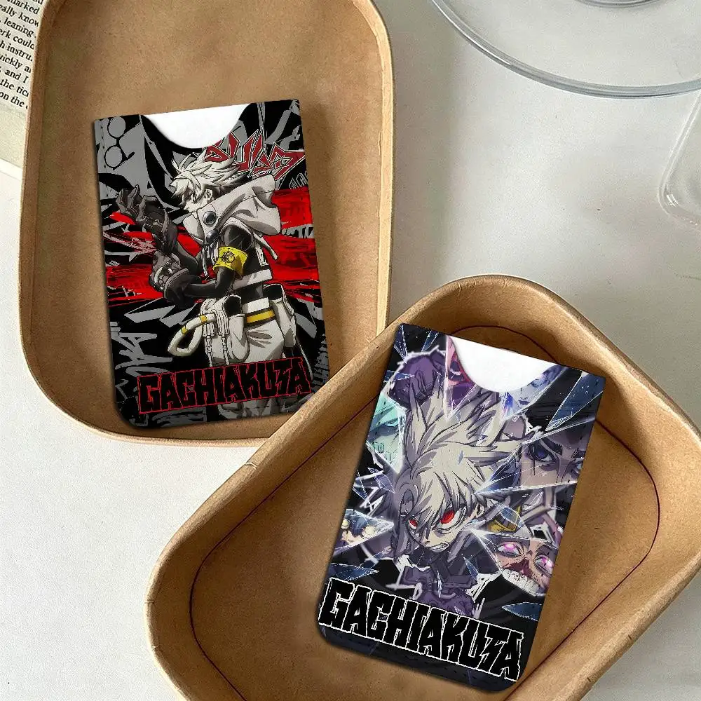 Anime G-GACHIAKUTA Ultra-Thin Mini Leather Card Holder Wallets for Men Women Lightweight Soft Genuine Leather Credit Card