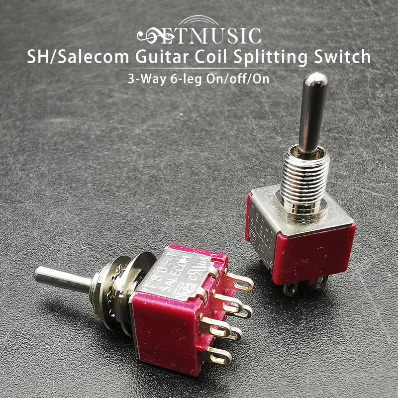 4Pcs Flat Knob Two Way 3 legs Mini Electric Guitar Humbucker Pickup Coil Split Selecting Toggle Switch with 2 Position Red