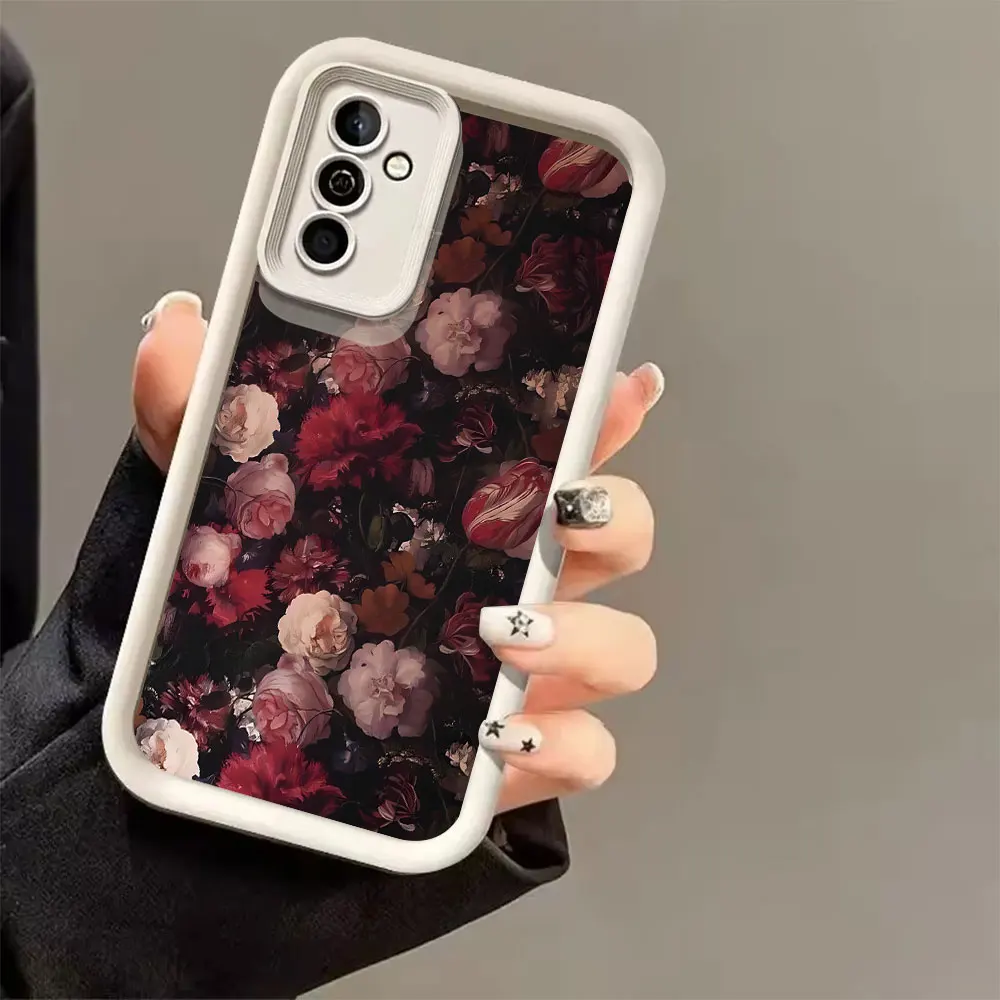 Wine Red Rose Pattern Phone Case For Samsung Galaxy A73 A72 A71 A56 A55 A54 A53 A52 A52s A50 A50s 5G 4G Silicon Anti-Drop Cover view 4