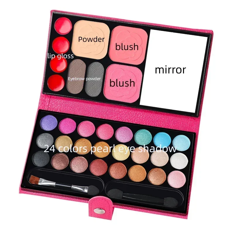 33 Colors Eye Shadow Powder Blush Lipstick Lasting Cosmetics Makeup Set with Mirror For Beginner Kids Travel Portable Palette