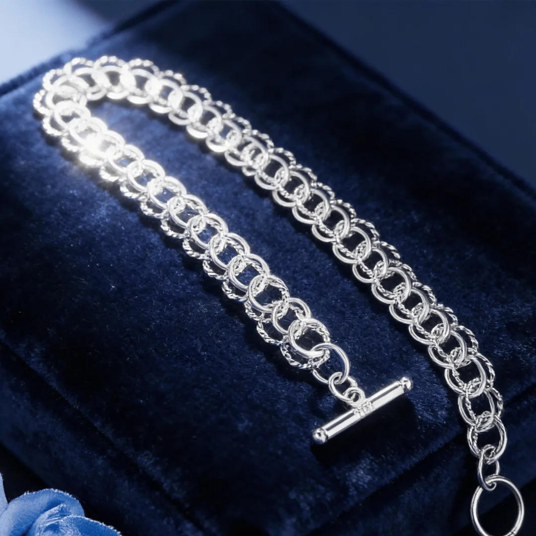 New fashion 925 Sterling Silver Creative Bracelets Fashion Beautiful for Women Wedding Refined Geometry Jewelry Wholesale Gifts