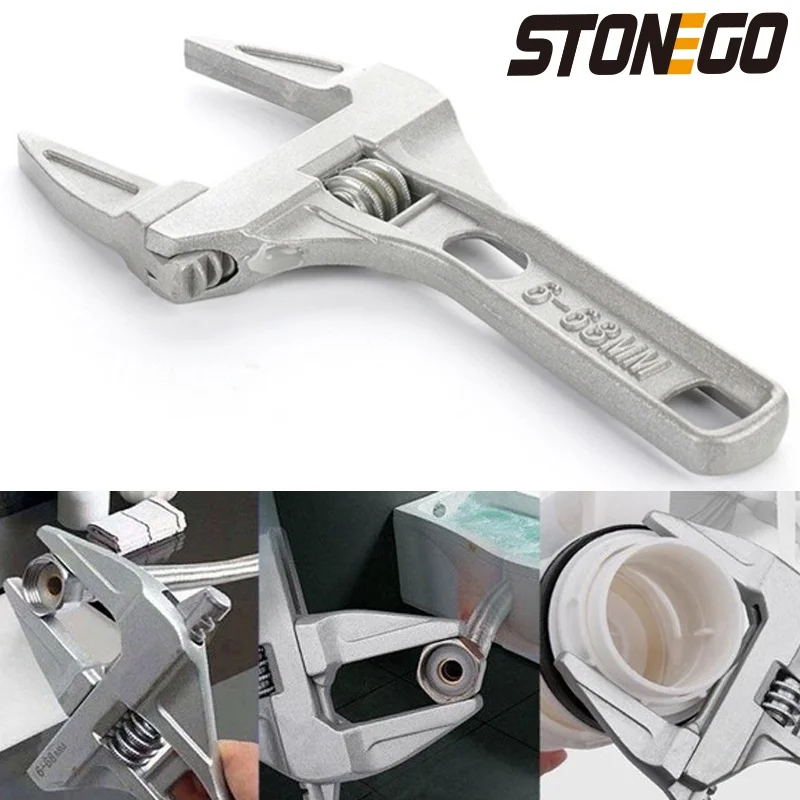 STONEGO Adjustable Aluminum Alloy Wrench – Strong Clamping, Large Open End, Multifunctional Spanner for Home Repair Maintenance