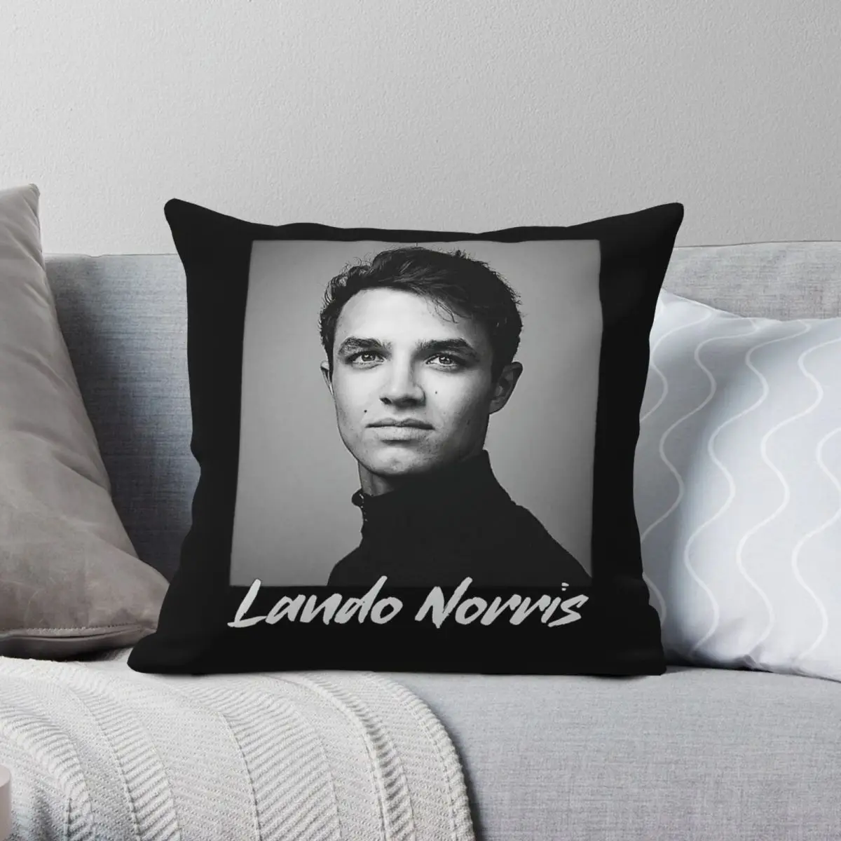 Lando Norris Pillowcase Polyester Linen Velvet Creative Zip Decorative Car Cushion Cover