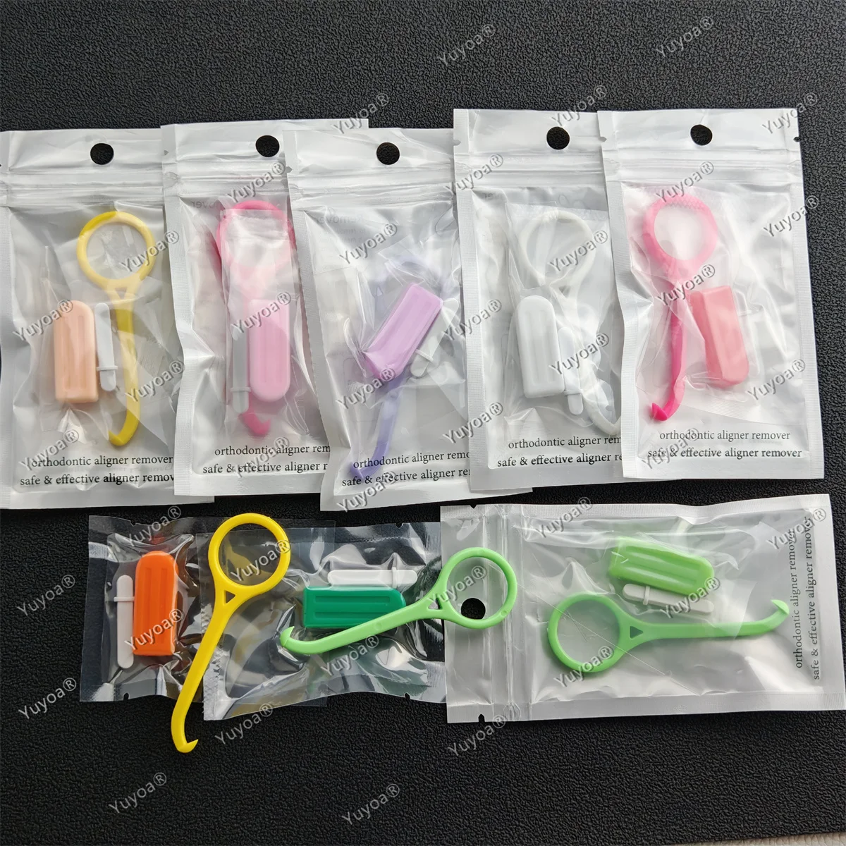40packs Orthodontic Aligner Chewies with Brace Extractor Dental Ice Cream Silicone Bite Tooth Chew Stick Removal Hook Tool
