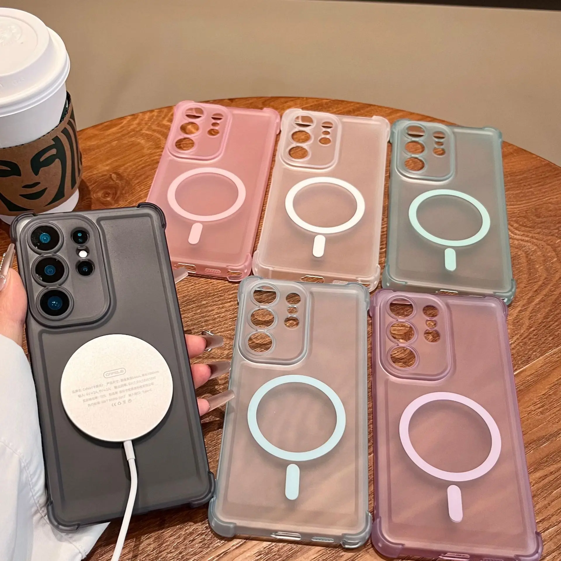 Magnetic Case for Samsung Galaxy S26 S25 Ultra Plus FE Cover Shockproof Air-cushion Corner Soft Matte for Mag-safe Shell Fundas