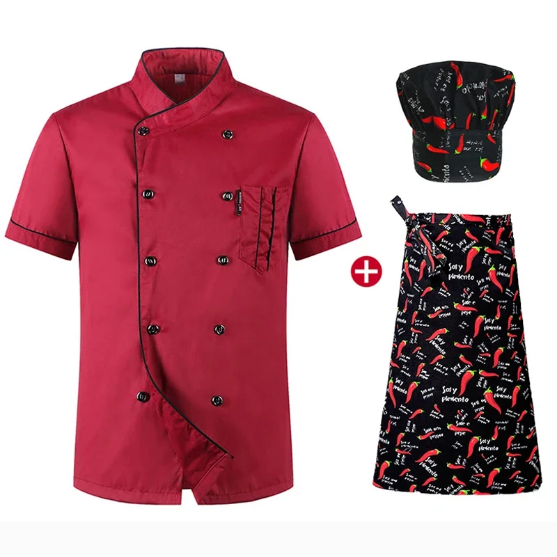 

Chef Uniform Wholesale Unisex Kitchen Bakery Catering work Cook Short Sleeve shirt Breathable Double Breasted Chef Jacket
