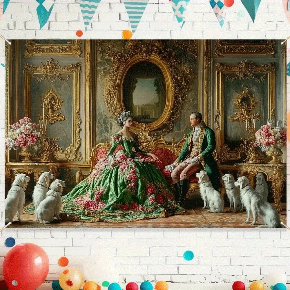 Elegant Baroque Tapestry Wall Hanging Canvas Luxury Royal Renaissance Opera Scene Vintage Rococo Style Home Decor Art Backdrop f