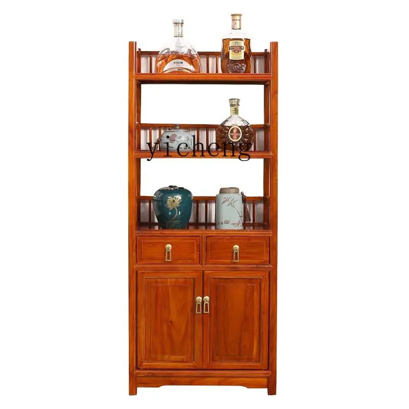 

YY Modern Minimalist Solid Wood Wine Cabinet Bookcase Home Shelf Tea Display