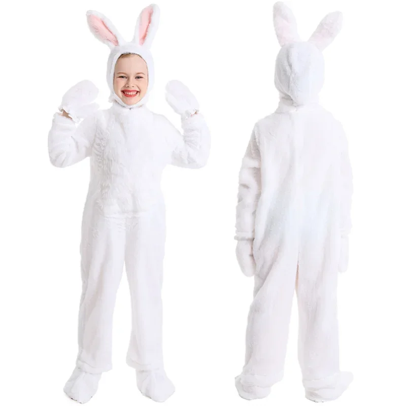 Kids Girls Rabbit Costume Sets 2024 Halloween Christmas Carnival Party Animal Cosplay Costumes Child Role Play Jumpsuit Pajamas