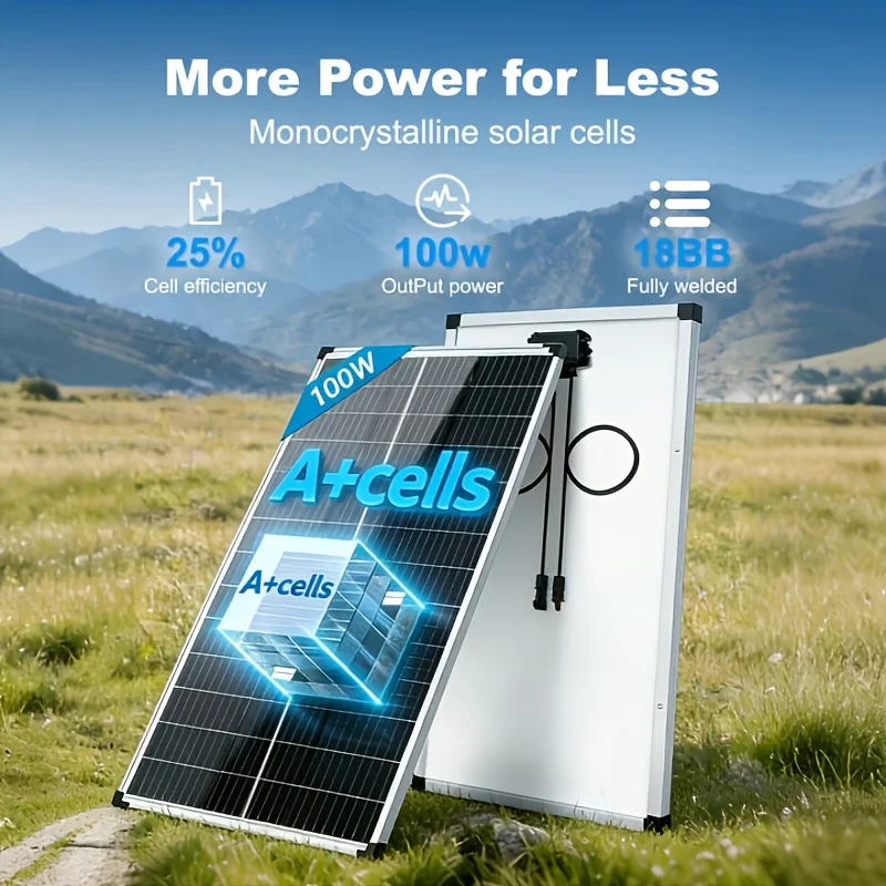

RVPOZWER 100W 12.8V 12BB Solar Cell Monocrystalline Solar Panel High Efficiency Solar Module Charge Battery for RV Trailer