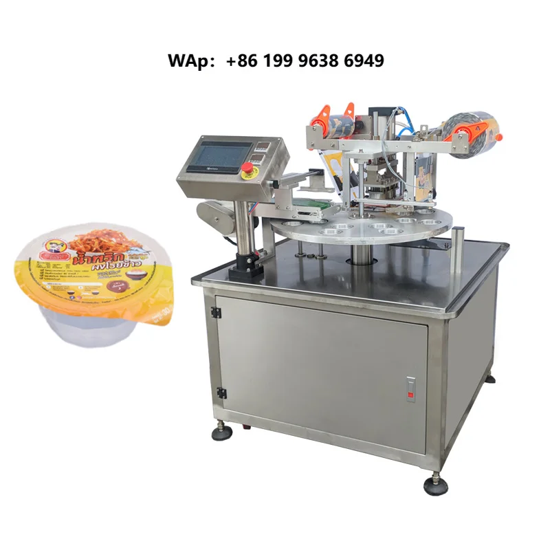 Automatic Pneumatic Energy Saving Small Cup Sealing Machine for Sauce Beverage Chemical Apparel with Paper Packaging Crownchi