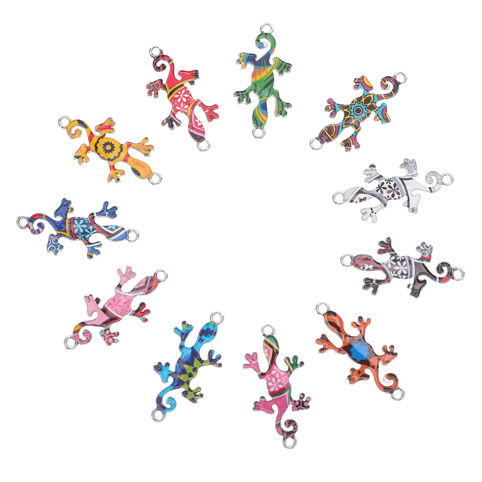 30 Pcs Alloy Gecko Jewelry Accessories Lizard Charms Enamel Making for Bracelets Animal Connector Novelty The