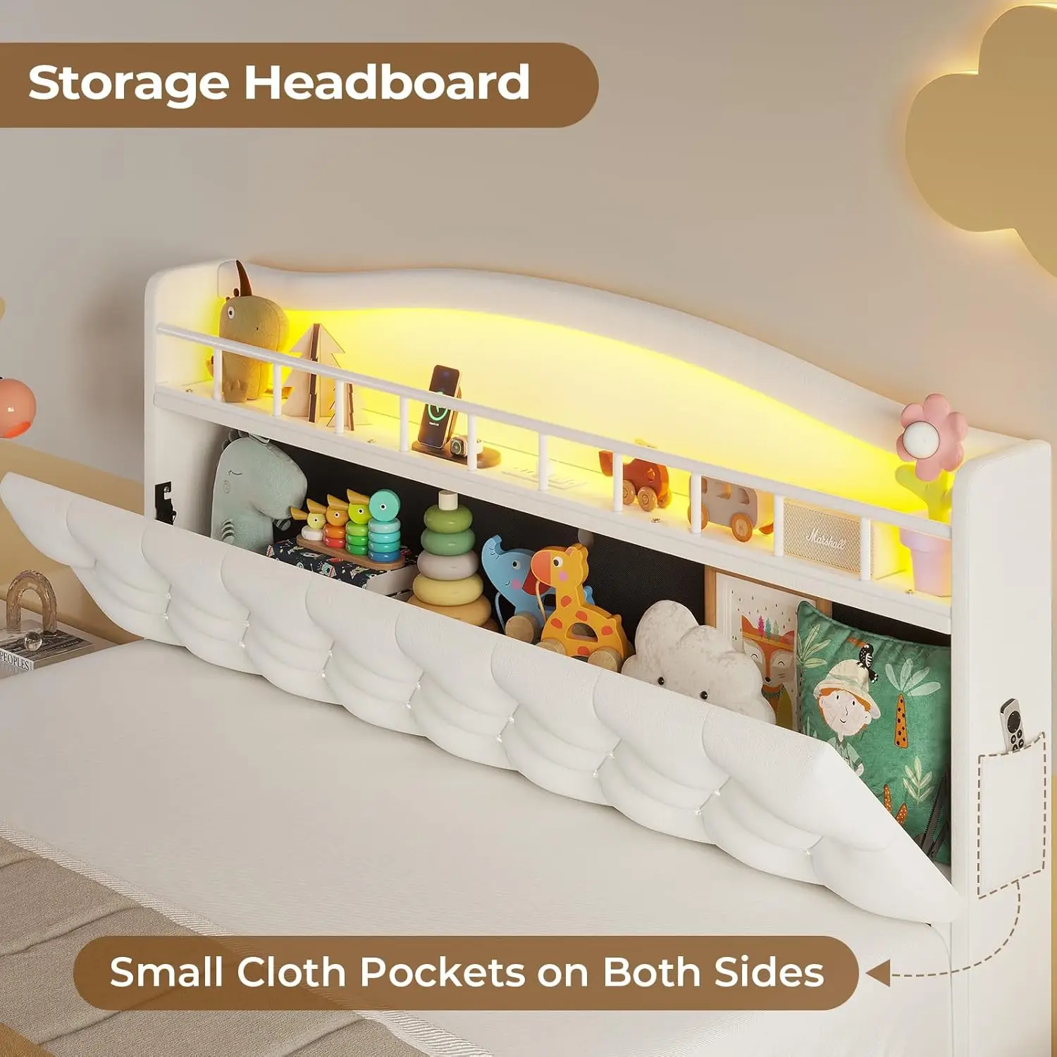 & Crystal Button, No Box Spring Need, Beige