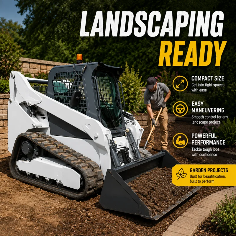 Fabricant de chargeuses compactes sur chenilles avec une forte performance de traction pour les travaux de construction et l'agriculture sur terrains accidentés