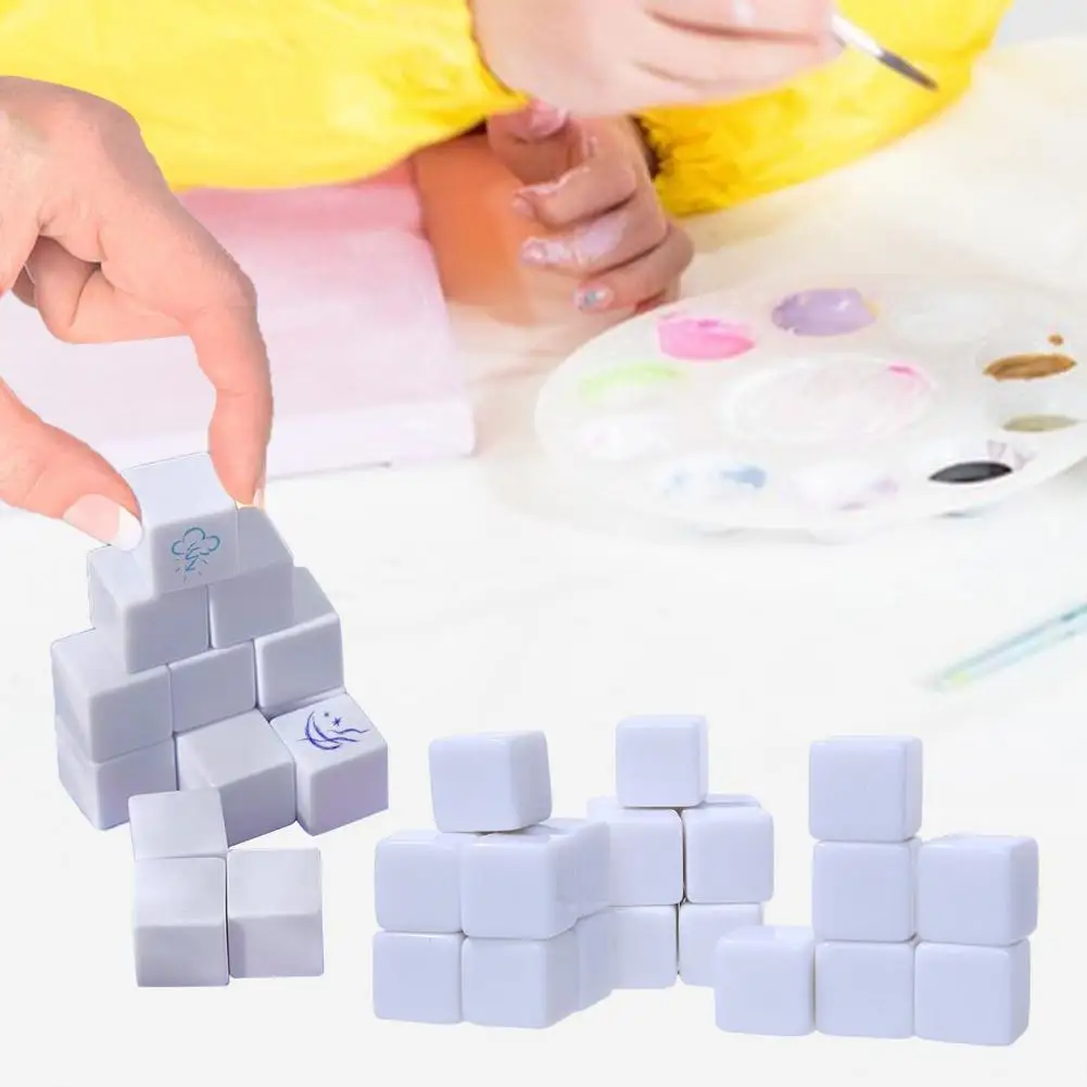 50Pcs 16mm/18mm Blanks Dice White Cubes Blanks Dice Set Classroom Board Game Smoothed Surface Six-Sided Dices