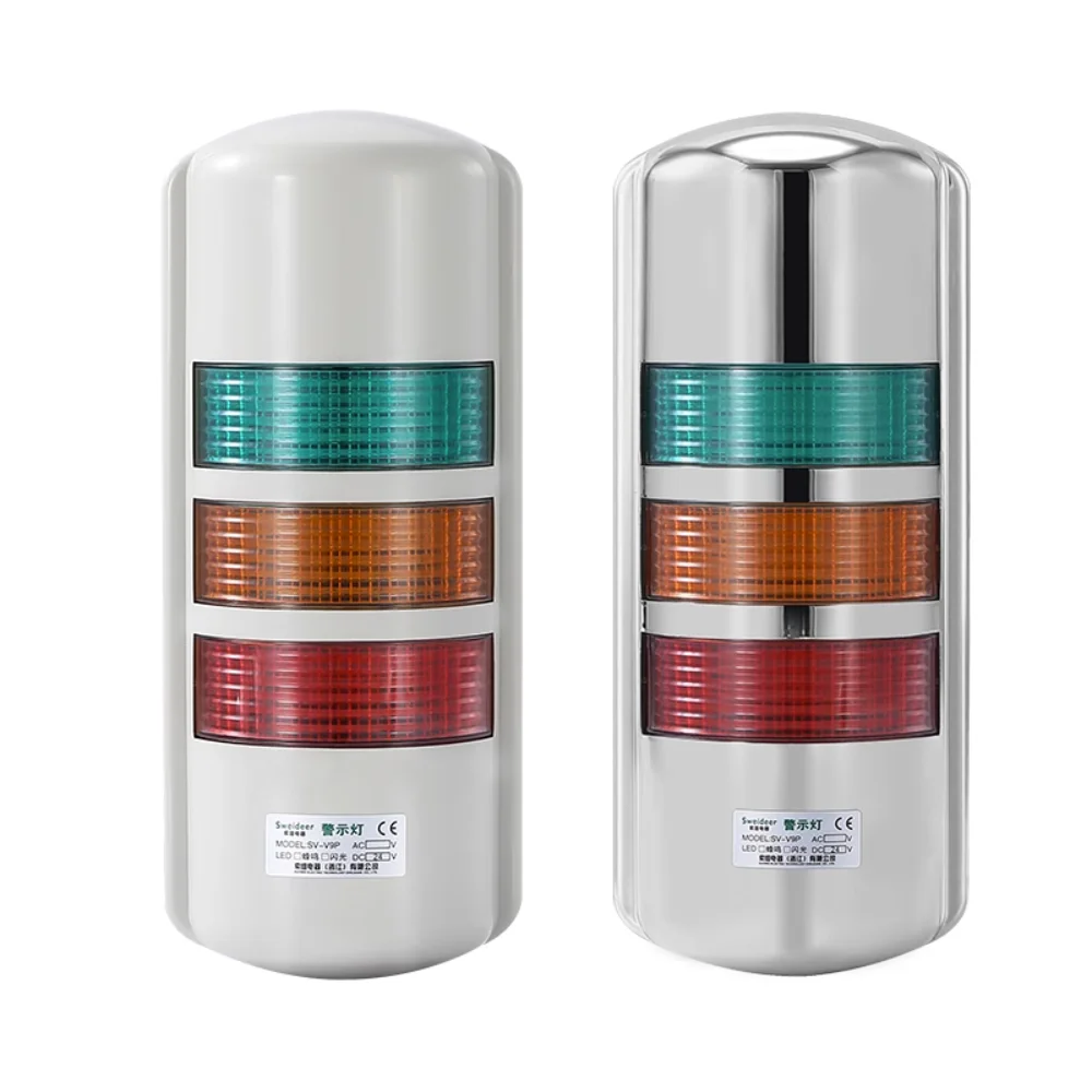 Warning Light Industrial Signal Light Wall Mount LED Tower Alarm Light DC24V AC220V Steady Flashing Light Buzzer Warning Lamp