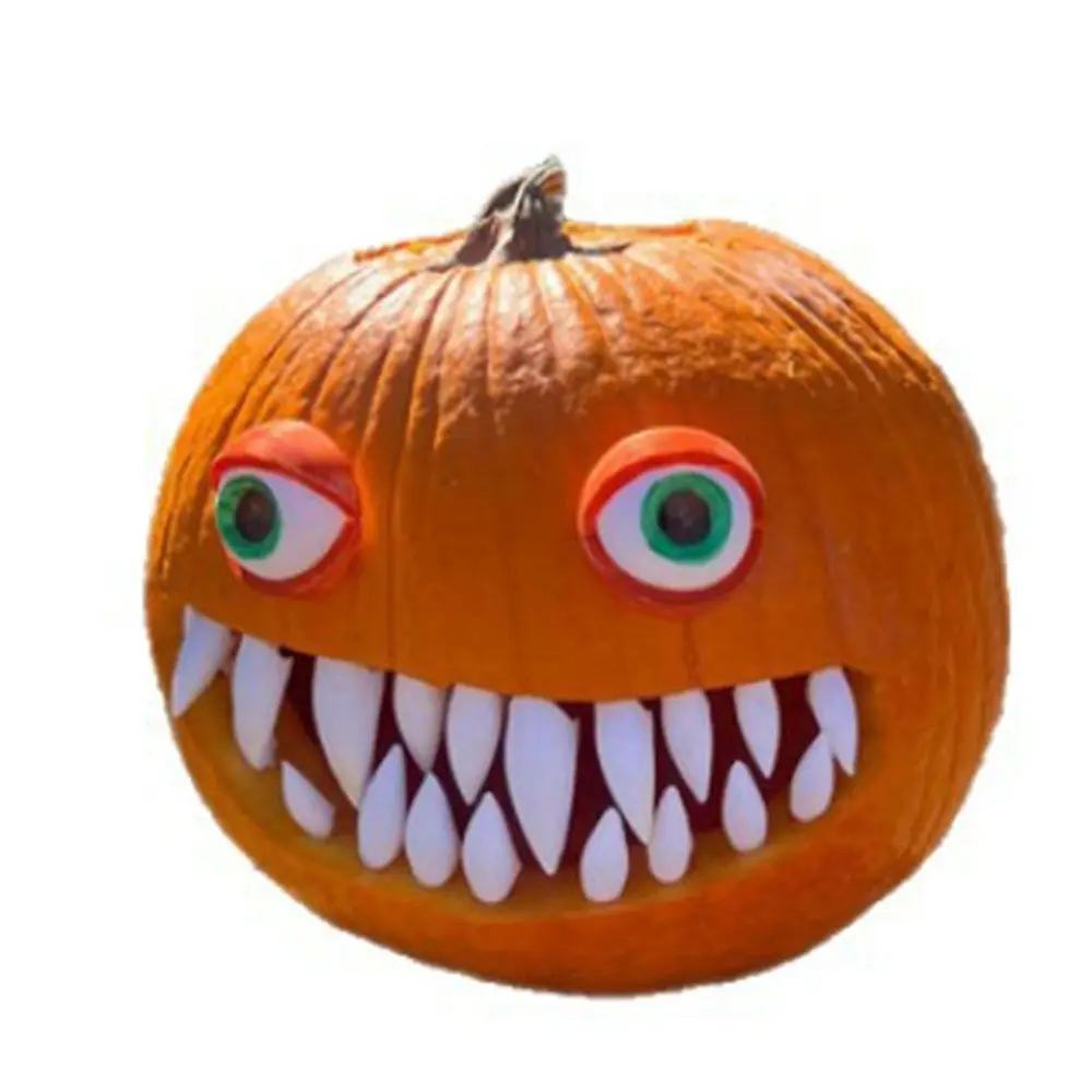 26/27Pcs 3D Printed Pumpkin Teeth Round Teeth Durable Fangs Teeth Set Easy Install Reusable Pumpkin Carving Accessories
