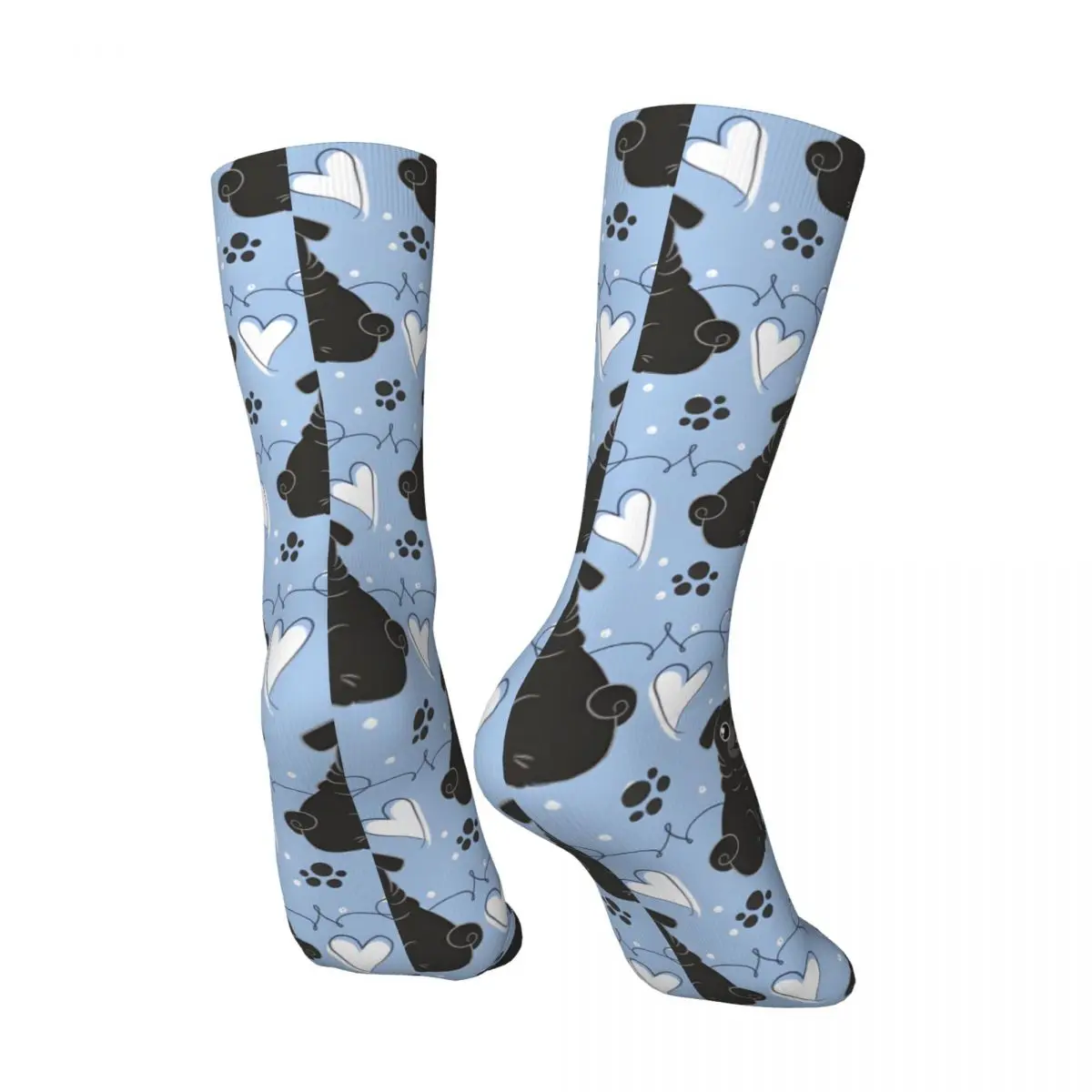 Retro LOVE Black Pug Men's compression Socks Unisex Harajuku Pattern Printed Novelty Crew Sock