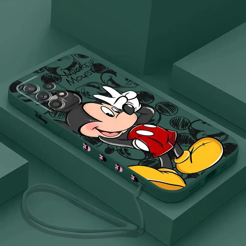 Disney Mickey Minnie Mouse Phone Case for Samsung Galaxy A20s A02s A10 A04 A04s A31 A71 4G A50 A05S A30 A02 Square Liquid Cover