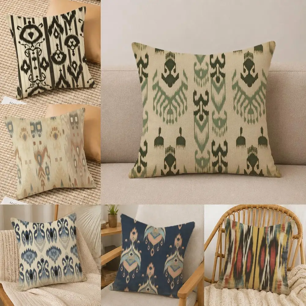 Capa de Almofada P-Pattern A-Atles em Linho Natural, Conjunto de Capas de Almofada, Decoração Completa para Sofá, Quarto e Cadeira