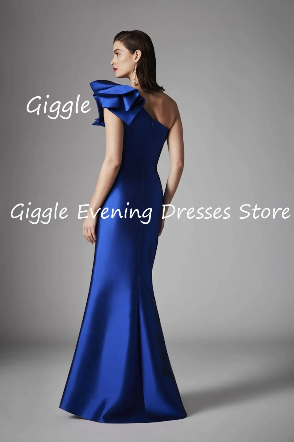 Giggle Satin Mermaid One-shoulder Ruffle Formal Elegant Prom Gown Floor Length luxury Evening Party Dresses for Women 2024