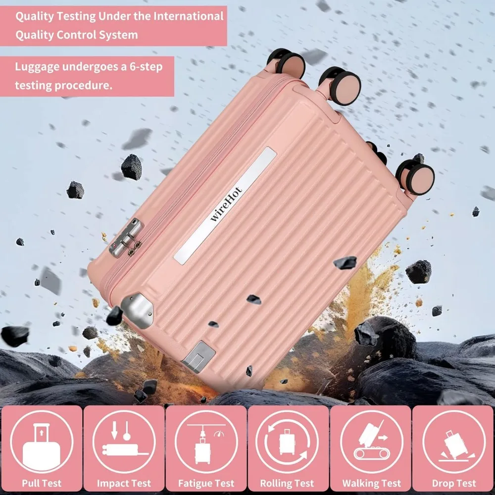 حقيبة حمل على الأمتعة المعتمدة لشركة الطيران مقاس 22 × 14 × 9 بوصة للنساء مع حقيبة ظهر، مجموعة حقائب صلبة ABS + PC #4