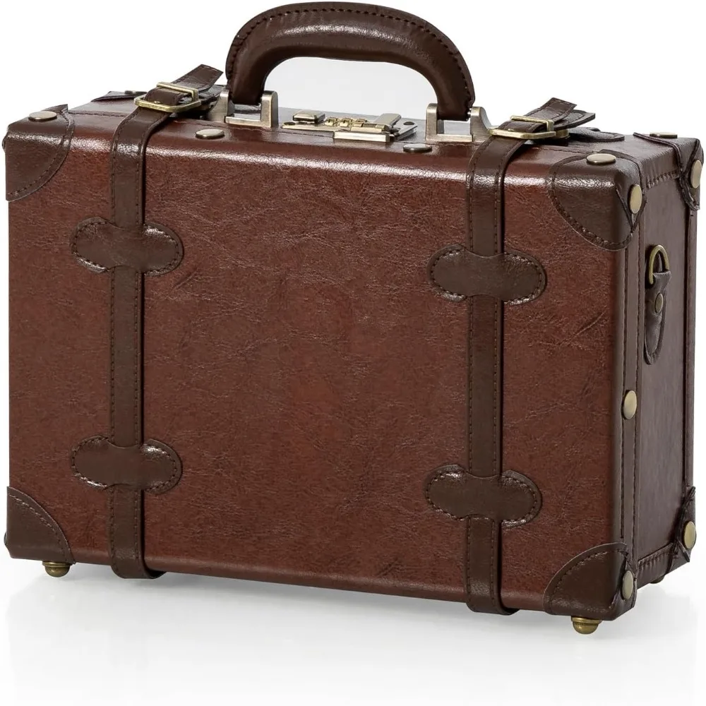 Vintage-Style Women's Overnight Luggage Bag - Cute Pu Suitcase with Strap, Chocolate Brown, Ideal for Travel and Weekend Getaway