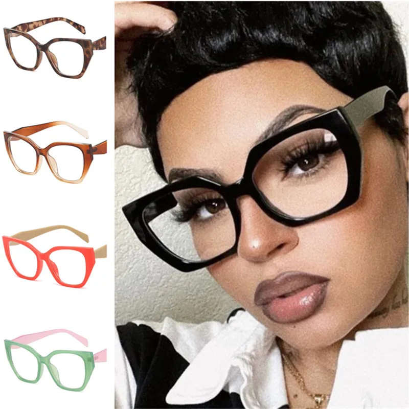 

NEW Anti-Blue Light Glasses Unisex Cat Eye Eyeglasses Polygon Spectacles Retro Googles Oversize Frame Eyewaear Ornamental
