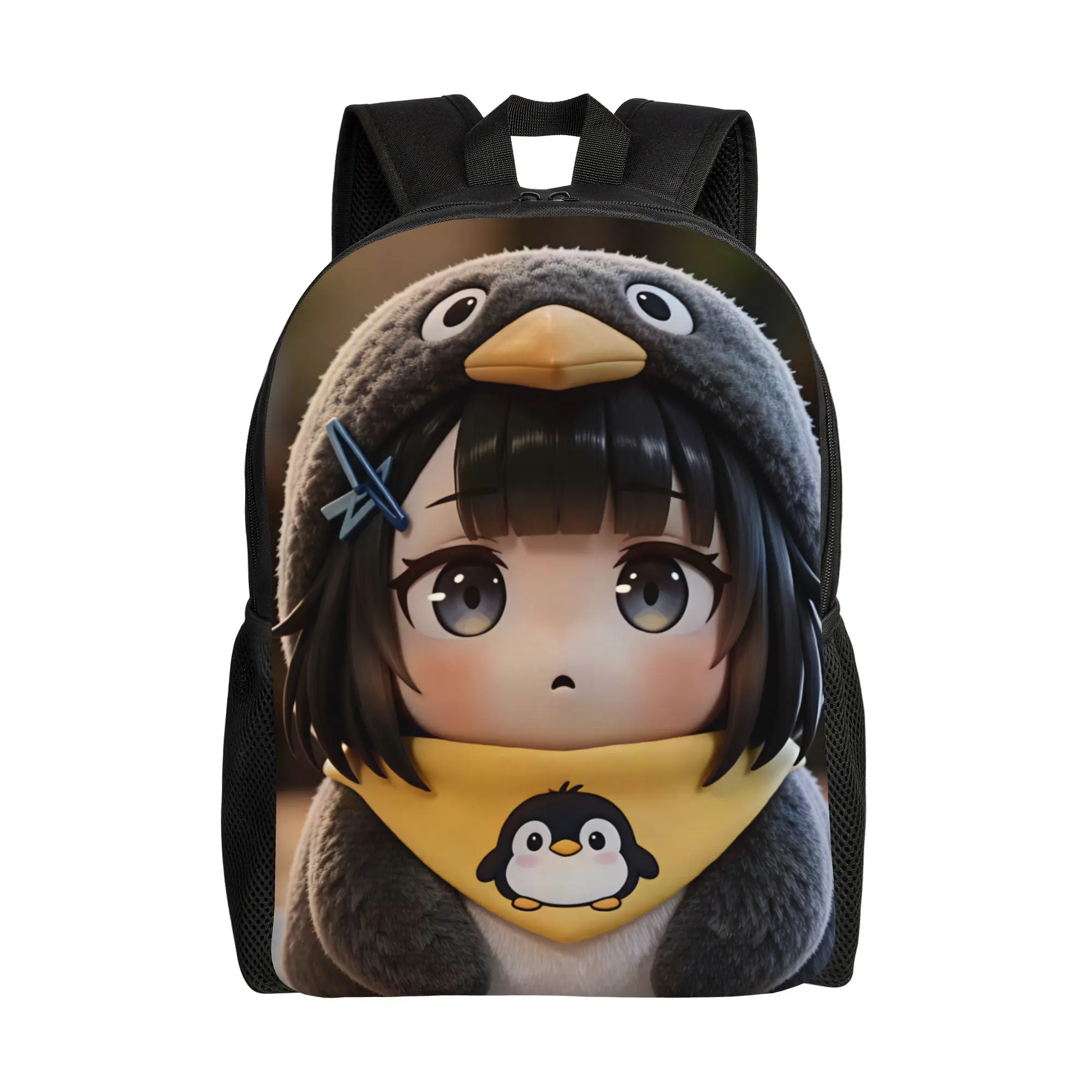 Gugu Gaga Penguin  Backpack  Men Polyester Sport Backpacks Big Elegant High School Bags Rucksack