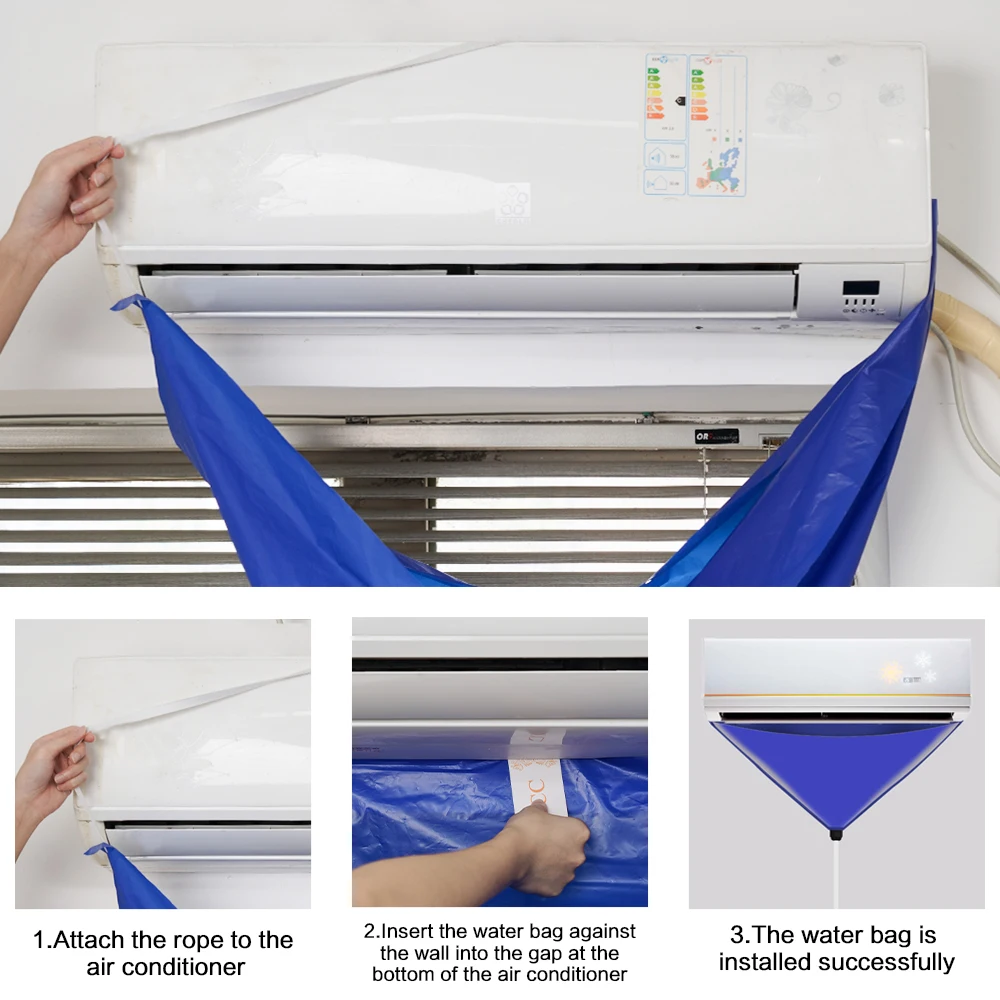 Air Conditioning Cleaning Cover Bag PVC with Water Pipe for Air Conditioner Cleaner 1-1.5P Split Hanging Air Conditioner