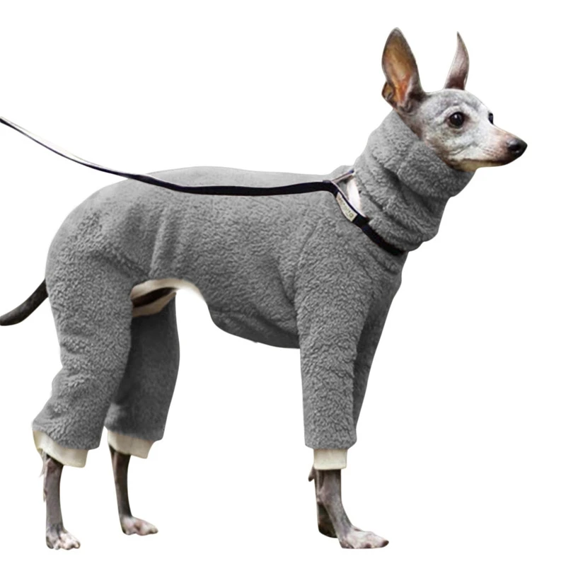 Large Soft Puppy Clothes High Greyhound Neck Warm Italian Winter Onesies For Dogs Clothes Loose Four Legged Thick Dogs Suits