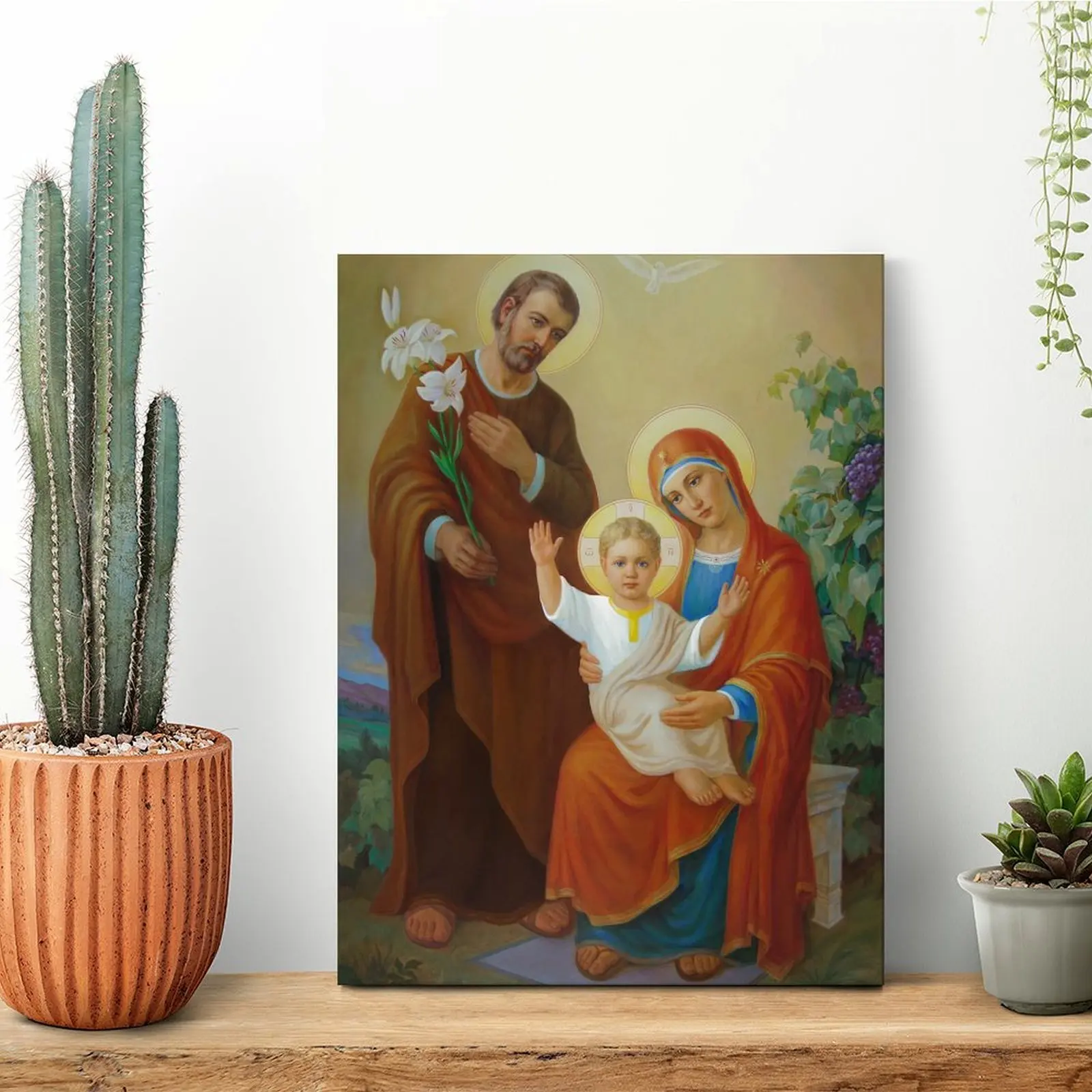 聖家族-キャンバス絵画-壁飾り-ウォールプレート-ホームカスタム-キッチン-額入り壁画