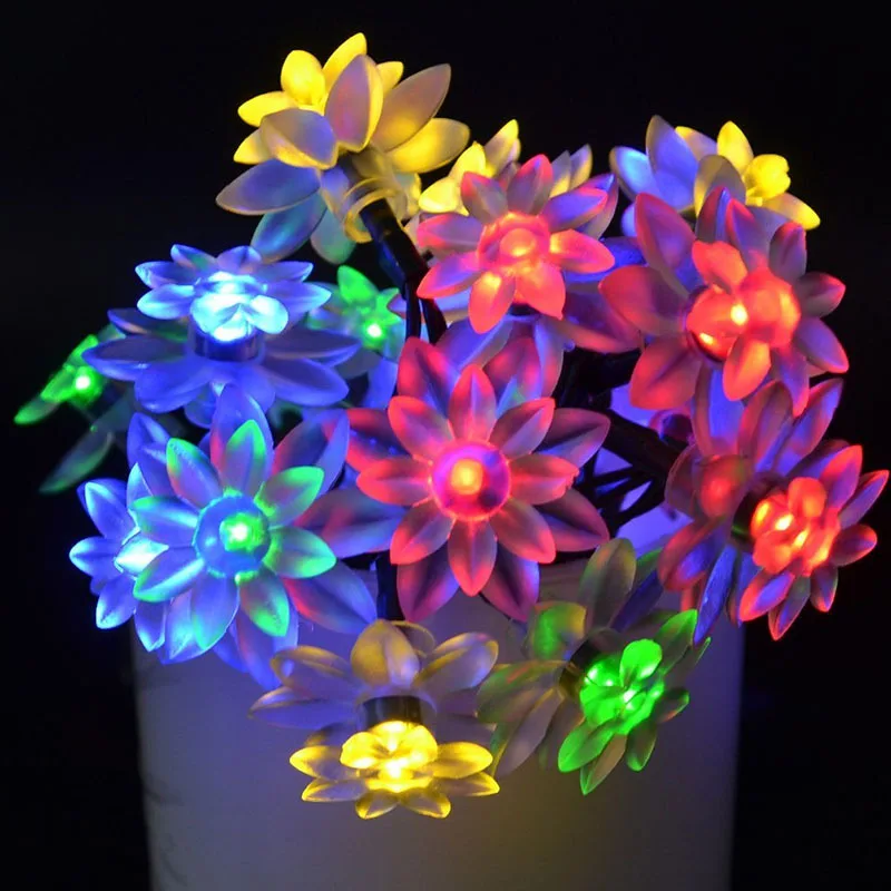 

10/20/30/50/100 Leds Outdoor Solar Lotus String Lights Waterproof Fairy Light Decorations for Christmas Garden Patio Fence Yard