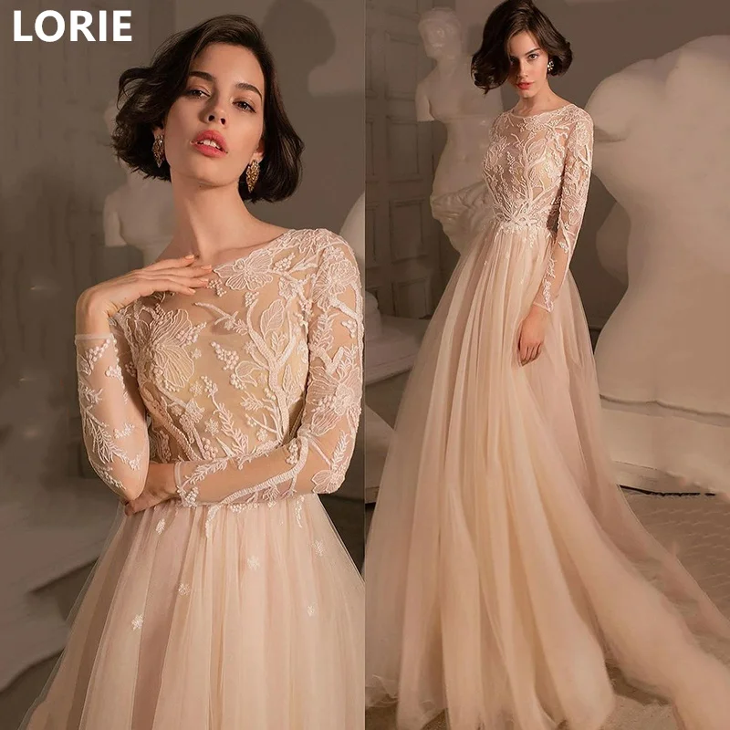 

LORIE A-line Lace Applique Wedding Dresses Long Sleeves High Princess Bridal Gown Elegant Wedding Gowns Customized 2024