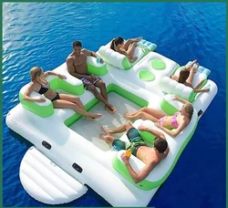 4 Seats Inflatable Floating Lounge Floating Chairs With Table Floating Island For Rest In The Water for Sales