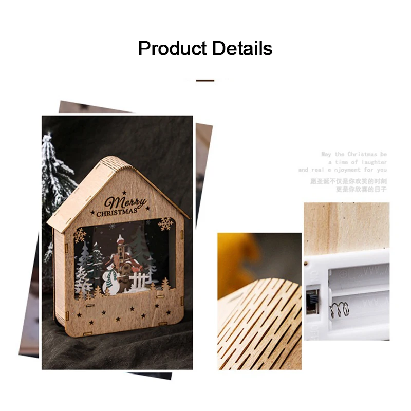 Tema natalizio Ciondolo a LED Pupazzo di neve Pan di zenzero Babbo Natale Casa luminosa Albero da appendere in legno Decorazione per feste di Capodanno