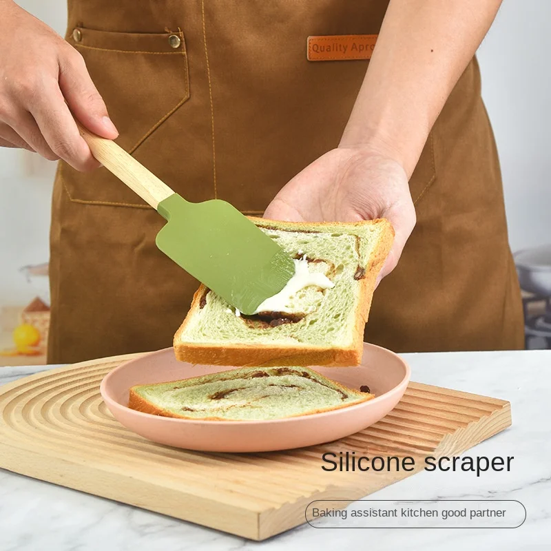 Silicone Scraper Kitchen Baking Tool Spatula Cake Cream Mixing Shovel Detachable Wooden Handle Silicone Scraper Kitchware