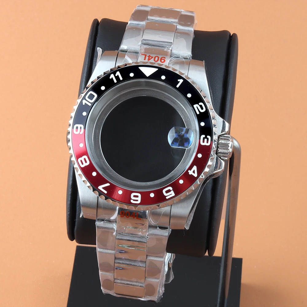 

Fit GMT 40mm Case Polish Oyster Bracelet Strap 316L Solid Stainless Steel For Seiko NH34 NH35 NH36 NH38 Movement 28.5mm Dial