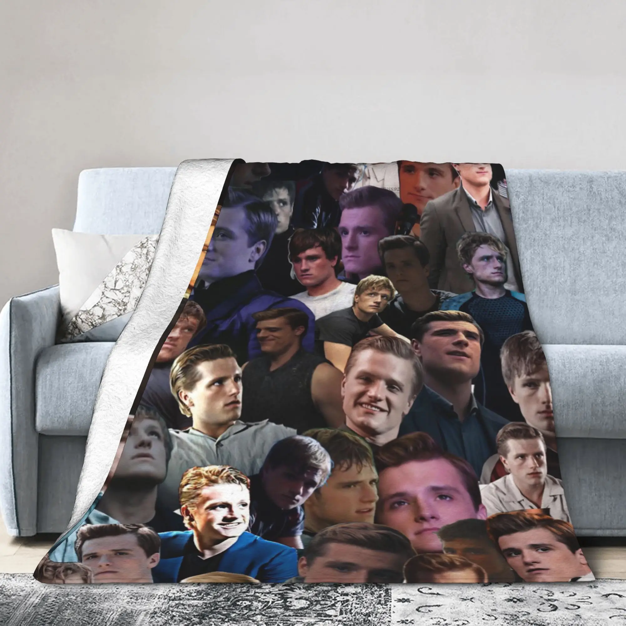 Hunger Games Peeta Mellark Blanket Cover Flannel Josh Hutcherson Lightweight Thin Throw Blanket for Sofa Couch Quilt Portable