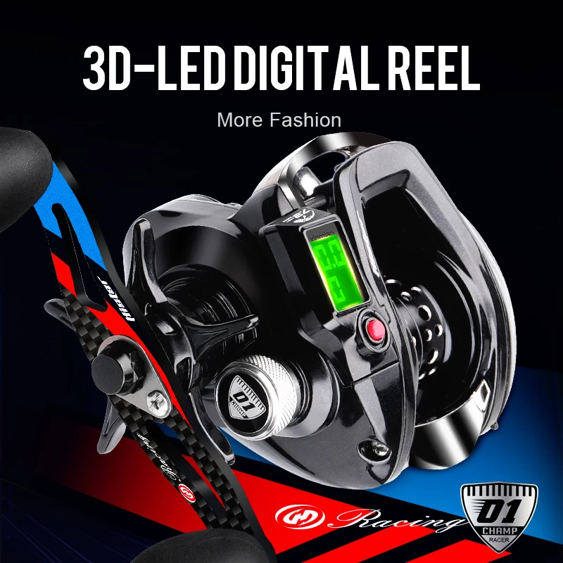 Imagem -06 - Histar-led Digital Long Casting Baitcasting Carretel de Pesca Alta Relação Mais bb Travagem Magnética Luz de Fundo 10kg Drag Power 7.2:1