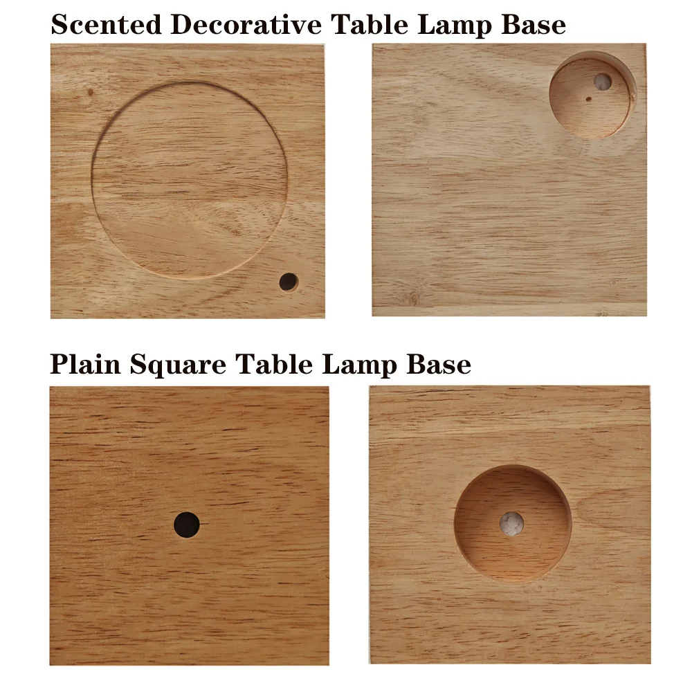 Wood Table Lamp Base, High quality Round/Square 100/120/150mm Solid Wood Display Lamp Base Light Parts Stand for DIY Table Lamp