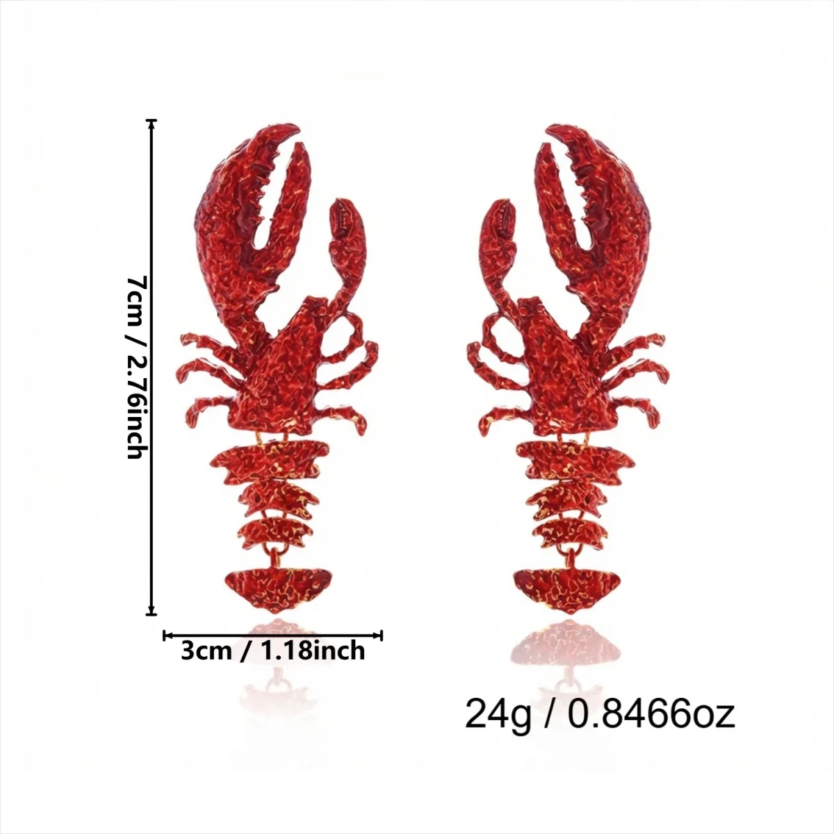 Kreative, übertriebene rote Strass-Hummer-Ohrhänger für Damen und Herren, glänzende, modische Meerestier-Sommerohrringe, Partyschmuck – Detail 35